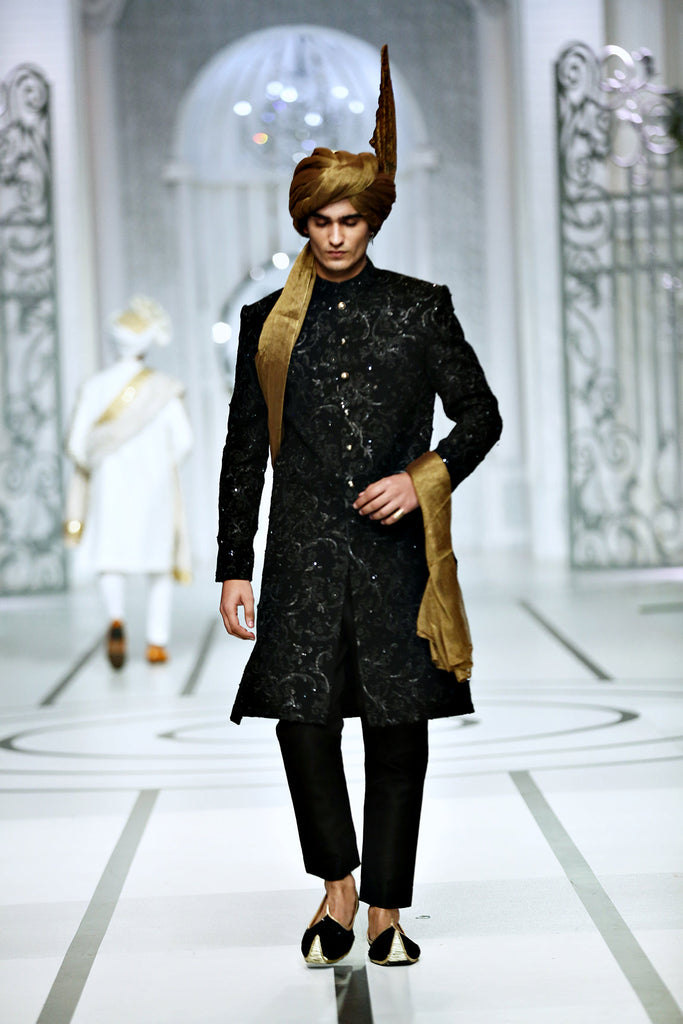 BCW 40 Groom Black Sherwani