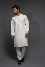 Load image into Gallery viewer, ER 521 White Chicken Kari Style Diagonal Embroided Kurta Pajama