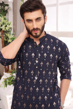 Load image into Gallery viewer, ER MR 22 Blue Mirror  Embroidery Self Cotton Silk Fabric Kurta Pajama