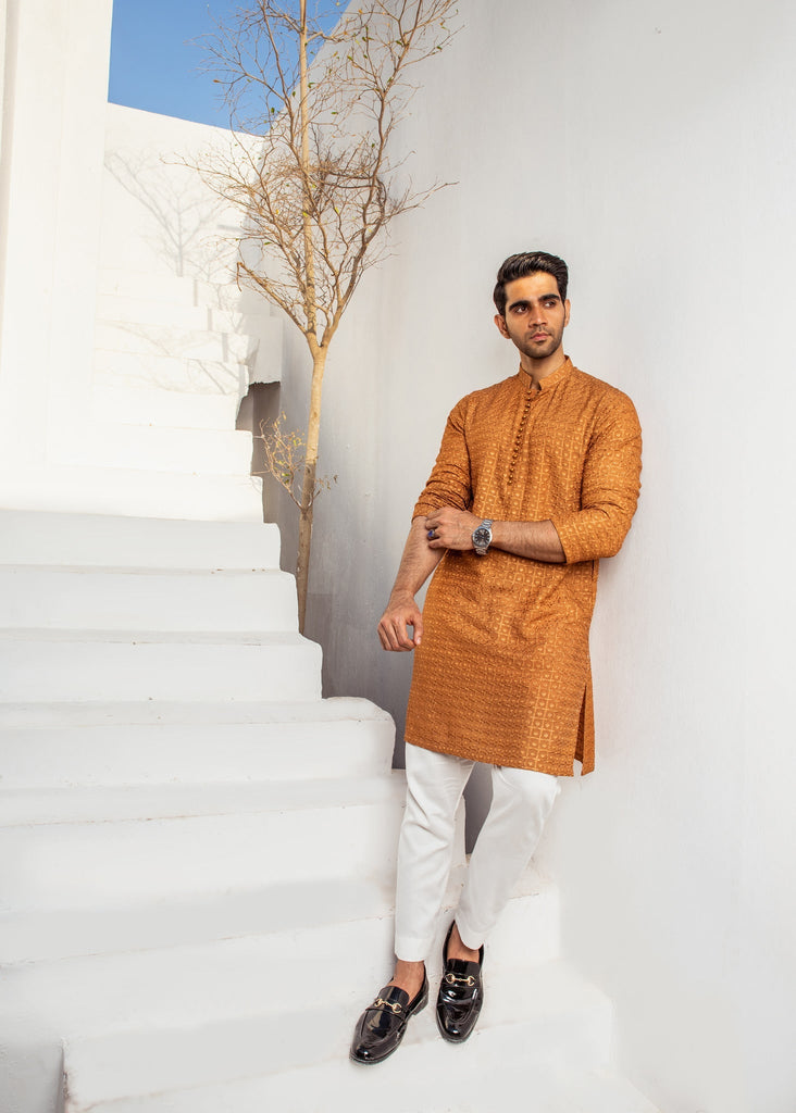 CK 726 Mustard Chicken Kari Kurta Pajama For Men