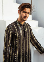 Load image into Gallery viewer, MR 56 Black Chanderi Kurta Pajama