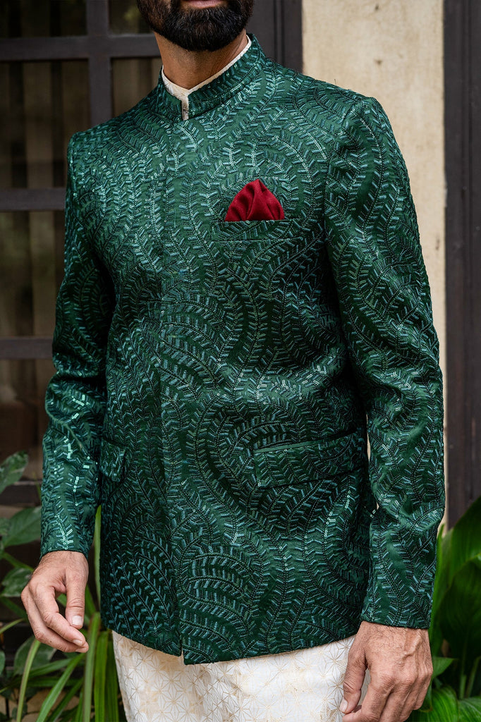 ER 2096 Green Bandh Gala Wedding Prince Coat