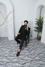 Load image into Gallery viewer, ER 473 Black Edge Republic Kurta Pajama For Men with Removable Pocket Square