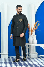 Load image into Gallery viewer, ER PC 2028 Black Exclusive Tropical Checkered Prince Coat with Front Logo