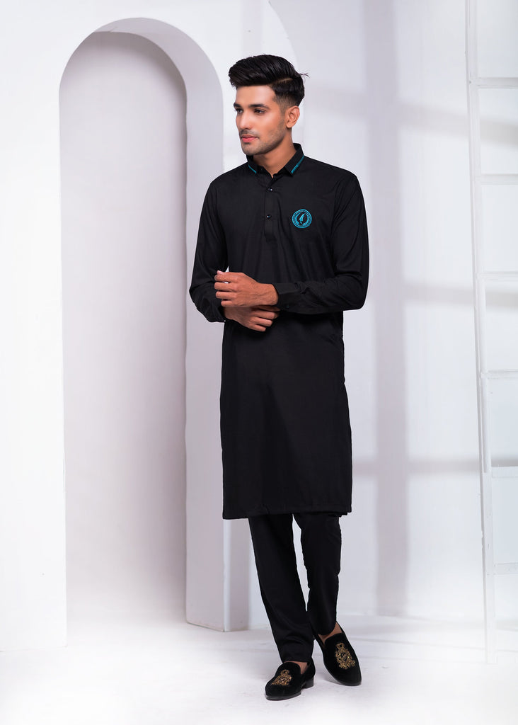 ER 543  EDGE REPUYBLIC Kurta Pajama Signature Logo with Collar EMb