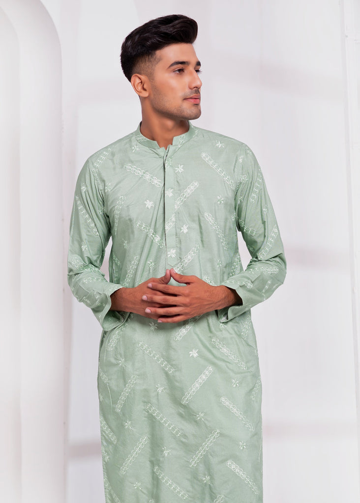 ER EMB 548 Mint green Kurta Pajama Embroided For Mehndi