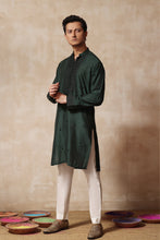 Load image into Gallery viewer, ER KH 653 Green Hand Crafted Cotton Silk kurta Pajama For Men