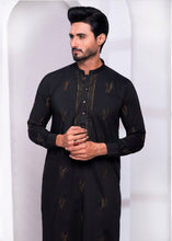 Load image into Gallery viewer, ER EMB 535 EDGE Black Extravaganza Wash N wear With Zari Embroidery Kurta Pajama