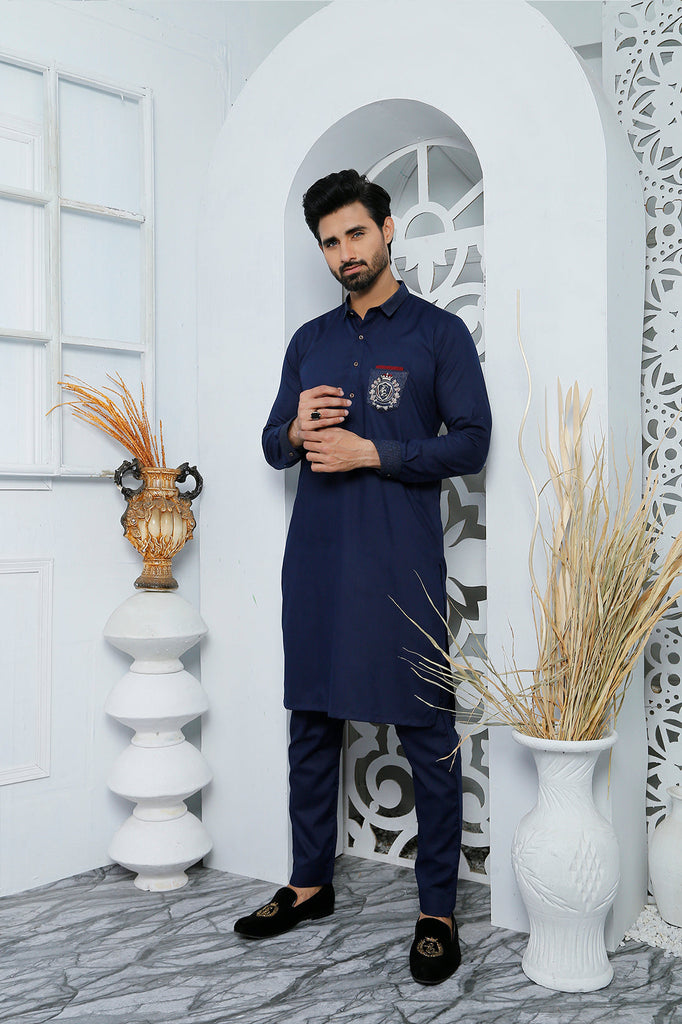 ER 494 Blue Kurta Pajama For Men