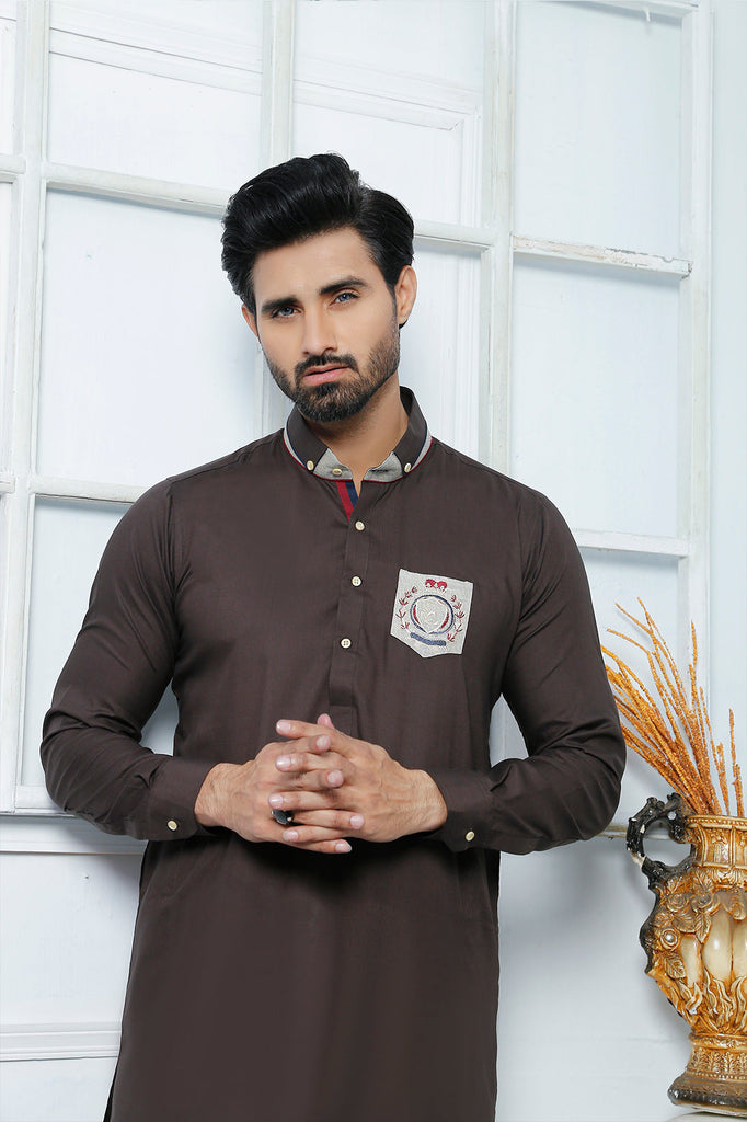 ER 485 Brown Edge Republic Kurta Pajama For Men