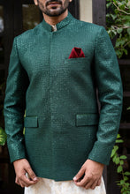 Load image into Gallery viewer, ER 2095 Green Sequence Embroidery wedding Prince Coat