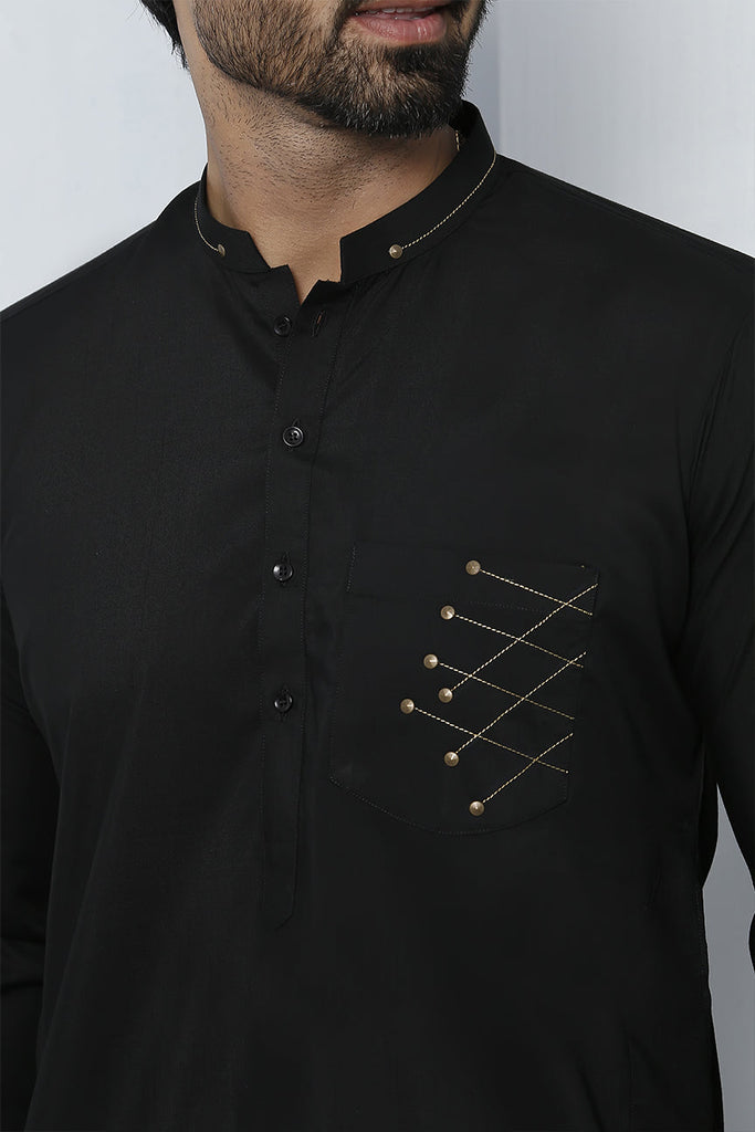 ER 492 Black Kurta Pajama For Men Design