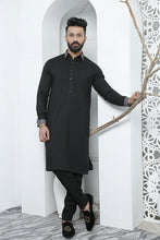 Load image into Gallery viewer, ER 487 Black Cut Collar Edge Republic Kurta Pajama For Men