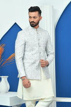 Load image into Gallery viewer, ER PC 2023 White &amp; Silver Zari Work  Prince Coat