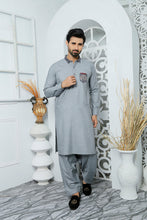 Load image into Gallery viewer, ER 477 Grey Shemrik Edge Republic Kurta Shalwar For Men With Monogram Emroided on Pocket