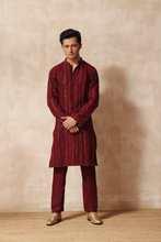 Load image into Gallery viewer, ER KH 655 Maroon Traditional Chikankari Mens kurta With Sequence work