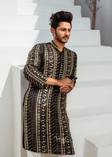 Load image into Gallery viewer, MR 60 Black Chanderi Kurta Pajama