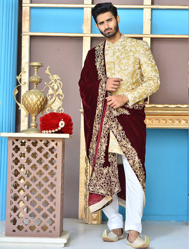 ER Sh-082 Gold Copper Sherwani FOr Groom