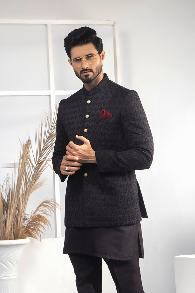 ER 2065 Black Prince Coat For Men