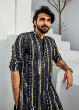 Load image into Gallery viewer, MR 55 Navy Chanderi Kurta Pajama