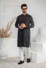 Load image into Gallery viewer, ER 524 Black WIth Gold EMbroided Kurta And Off White Trouser