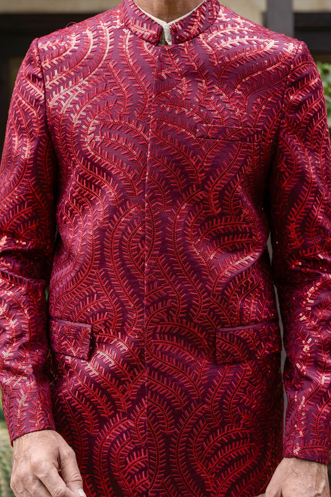 ER 2092 Maroon Groom Prince COat wedding