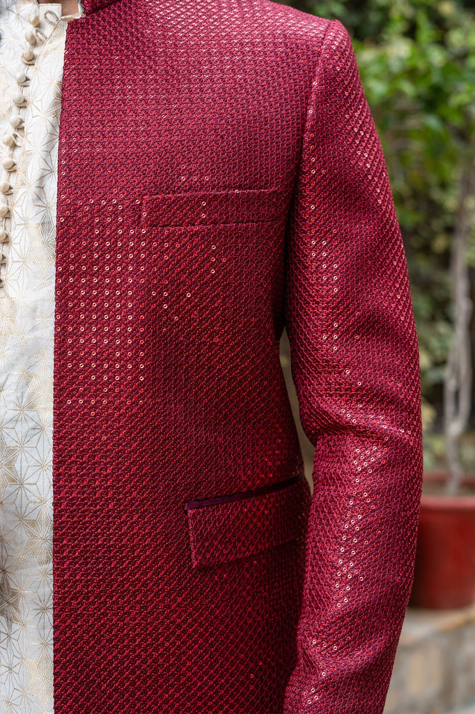 ER 2091 Exclusive Maroon Prince Coat wedding