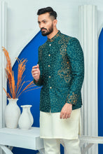 Load image into Gallery viewer, ER PC 2026 Royal Green Side Embroided Prince Coat with Zari work