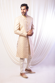 Ivory Gold Exclusive Sherwani For Groom