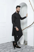 Load image into Gallery viewer, ER 487 Black Cut Collar Edge Republic Kurta Pajama For Men