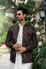 Load image into Gallery viewer, ER 2087 Black Copper Bandh Gala Prince Coat Wedding