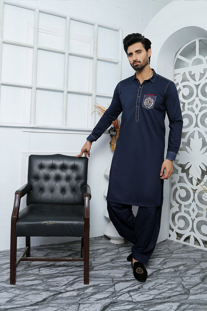 ER 484 Blue Edge Republic Kurta Pajama For Men