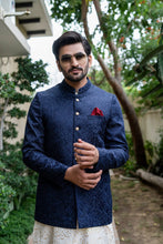 Load image into Gallery viewer, ER 2082 Navy BLue Chicken Embroidery wedding Prince Coat