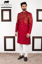 Load image into Gallery viewer, Royal Men Groom Red Sherwani