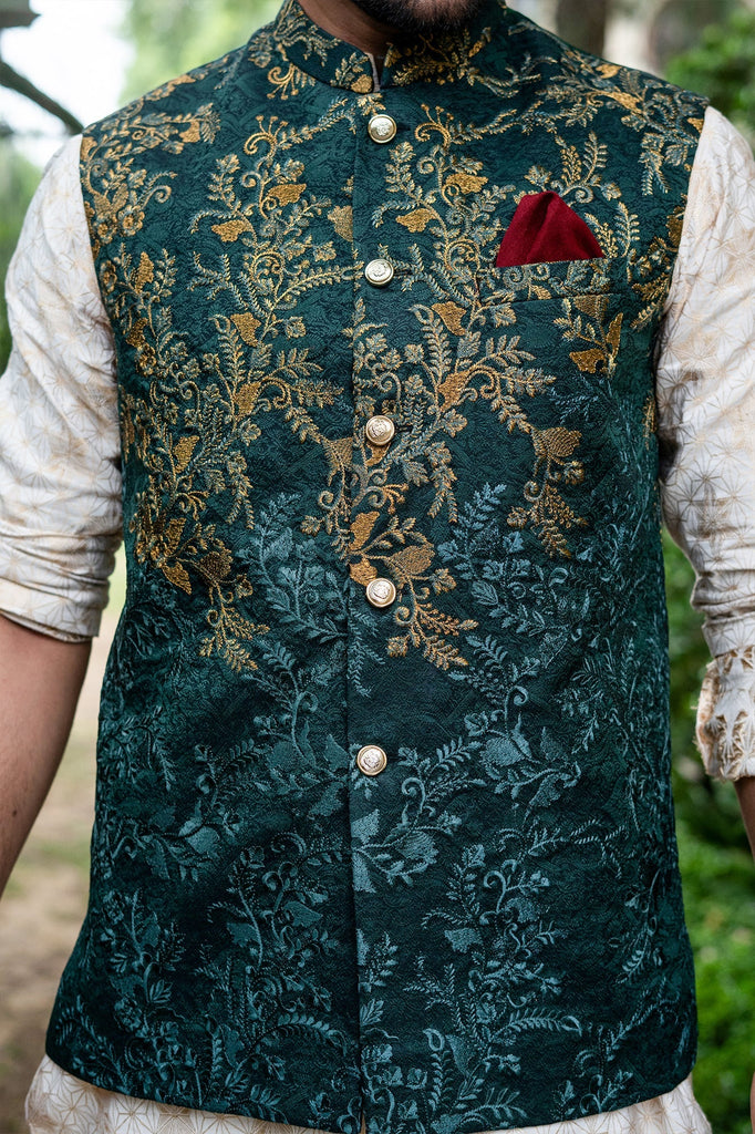 Er Green Mehndi Sangeet Waist Coat