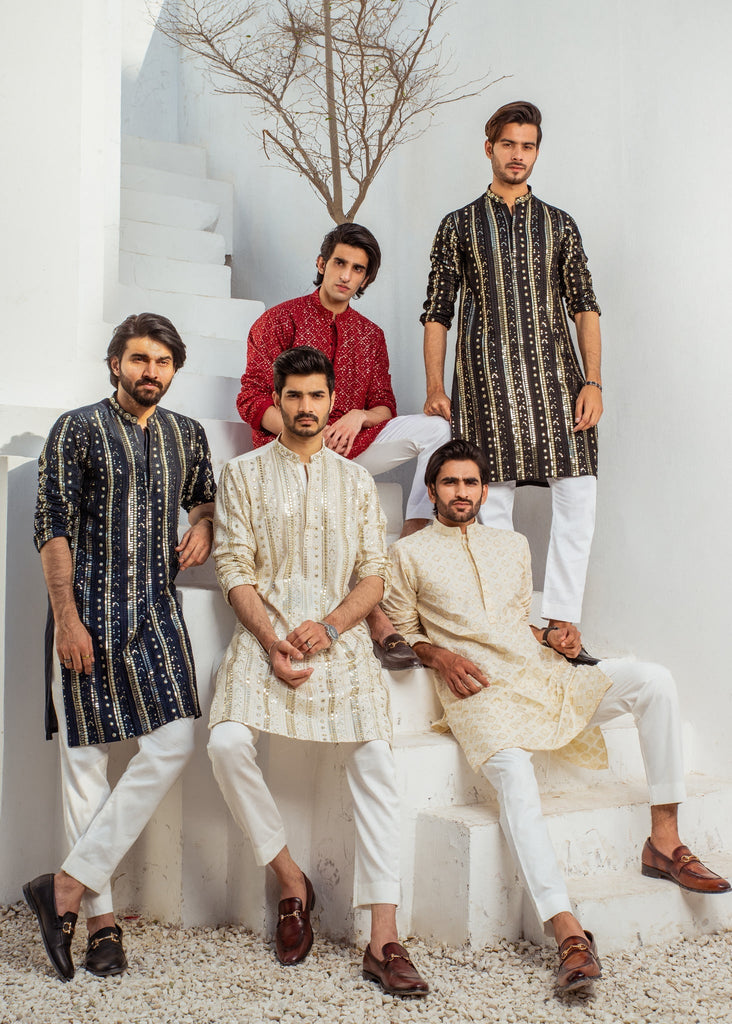 MR 55 Navy Chanderi Kurta Pajama