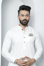 Load image into Gallery viewer, ER 474 White Edge Republic Kurta Pajama For Men with removable Pocket Square