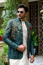 Load image into Gallery viewer, ER 2084 Green Copper EMbroided Front Open Prince Coat wedding