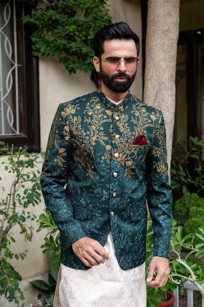 ER 2085 Green Copper Perfect Mehndi Prince Coat Men