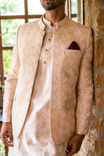 Load image into Gallery viewer, ER 2075 White and Beige Gold Embroided Prince Coat For men