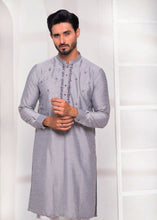 Load image into Gallery viewer, ER EMB 531 Grey Raw silk Mirror Embroidery Kurta Pajama