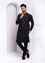 Load image into Gallery viewer, ER EMB 535 EDGE Black Extravaganza Wash N wear With Zari Embroidery Kurta Pajama