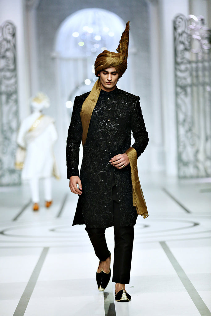 BCW 40 Groom Black Sherwani