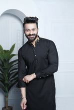 Load image into Gallery viewer, ER 455 Black Gold Edge Republic Kurta Pajama For Men