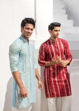 Load image into Gallery viewer, MR 54 Sky Chanderi Kurta Pajama