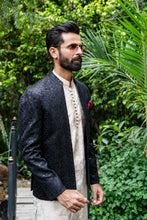 Load image into Gallery viewer, ER 2089 Black Embroided Wedding Nehru Jacket Prince Coat wedding