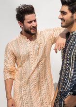 Load image into Gallery viewer, MR 58 Peach Chanderi Kurta Pajama