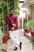 Load image into Gallery viewer, ER 2093 Maroon Nehru Jacket Prince Coat wedding