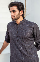 Load image into Gallery viewer, CK 721 Grey ChickanKari Kurta Pajama For Men