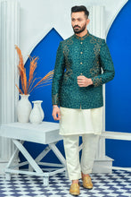 Load image into Gallery viewer, ER PC 2026 Royal Green Side Embroided Prince Coat with Zari work